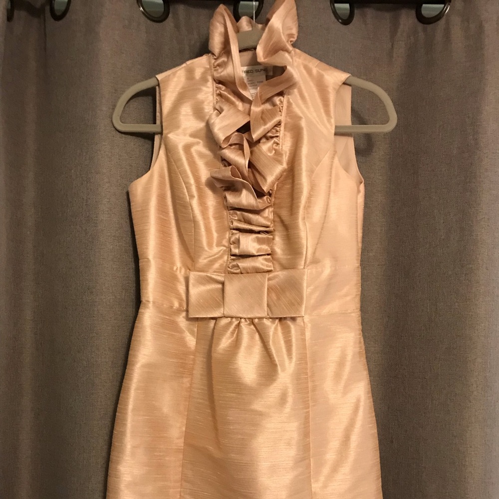 Blush pink ruffle collar shift dress